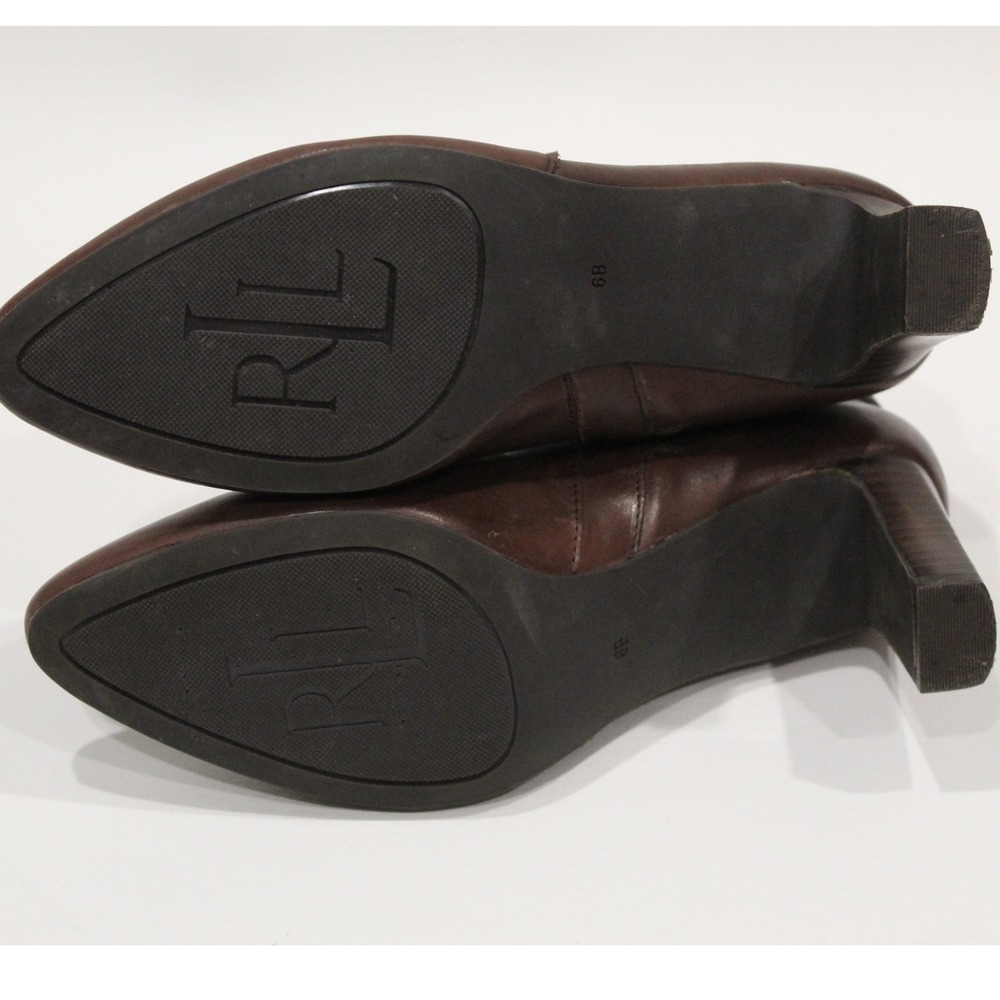 Lauren Ralph Lauren Brown Leather Ankle Booties - Picture 6 of 9
